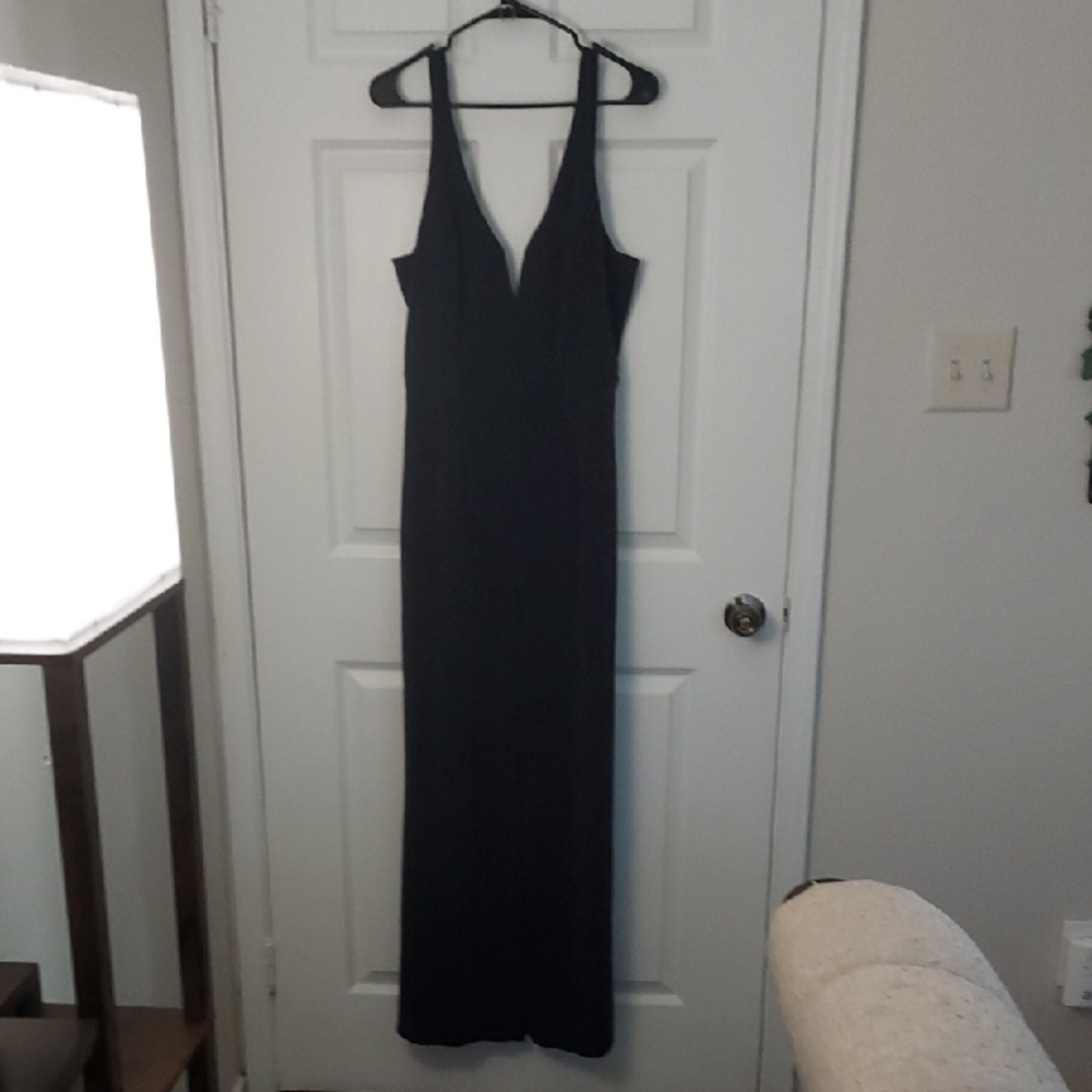 The Vanity Room Black/Gray Shimmer V-Neck Sleeveless Pantsuit - 2 available